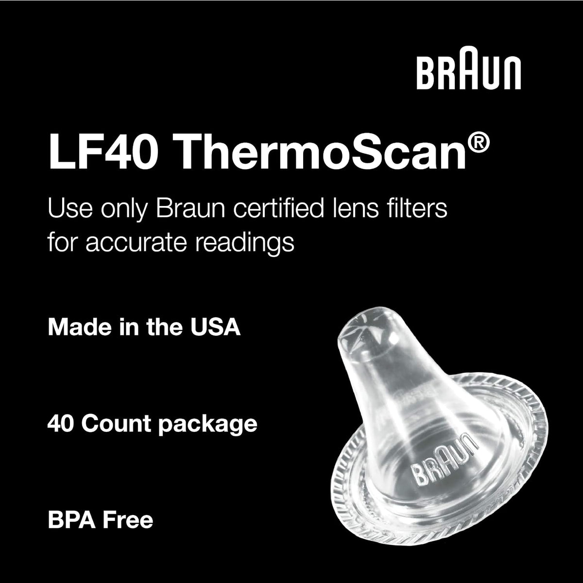 Braun ThermoScan Lens Filters for Ear Thermometers, 40 Count