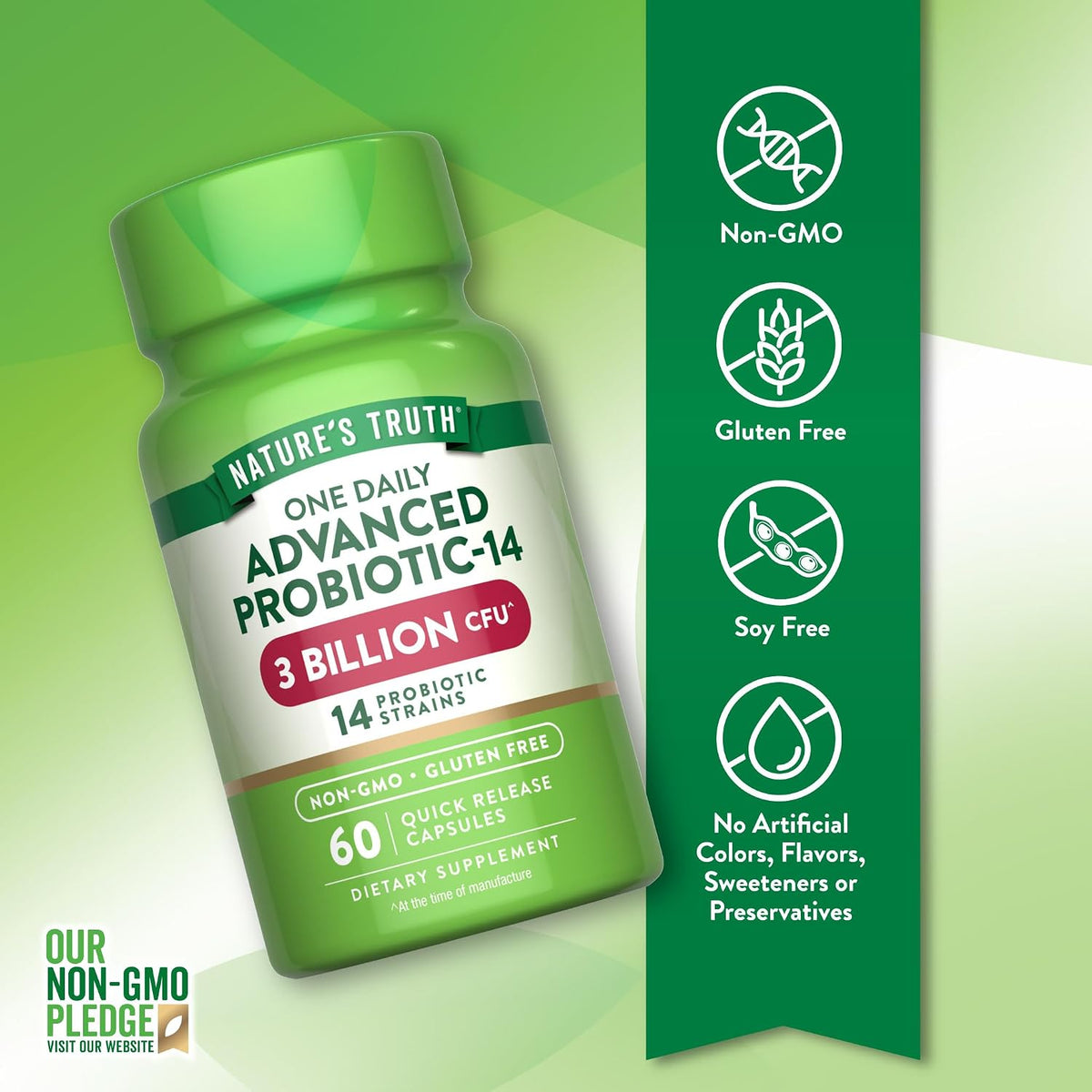 Nature's Truth Probiotics Capsules | 3 Billion CFU | 60 Count