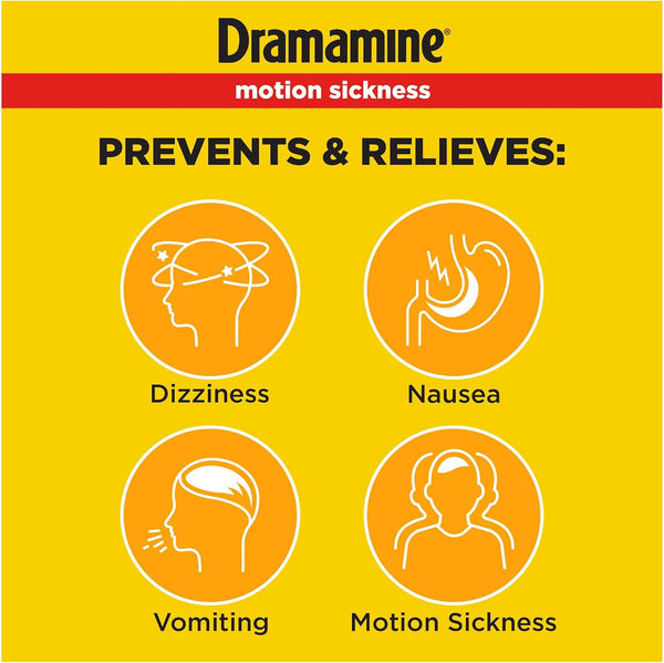 Dramamine Motion Sickness ChewableTablets, Orange Flavor, 8 Count