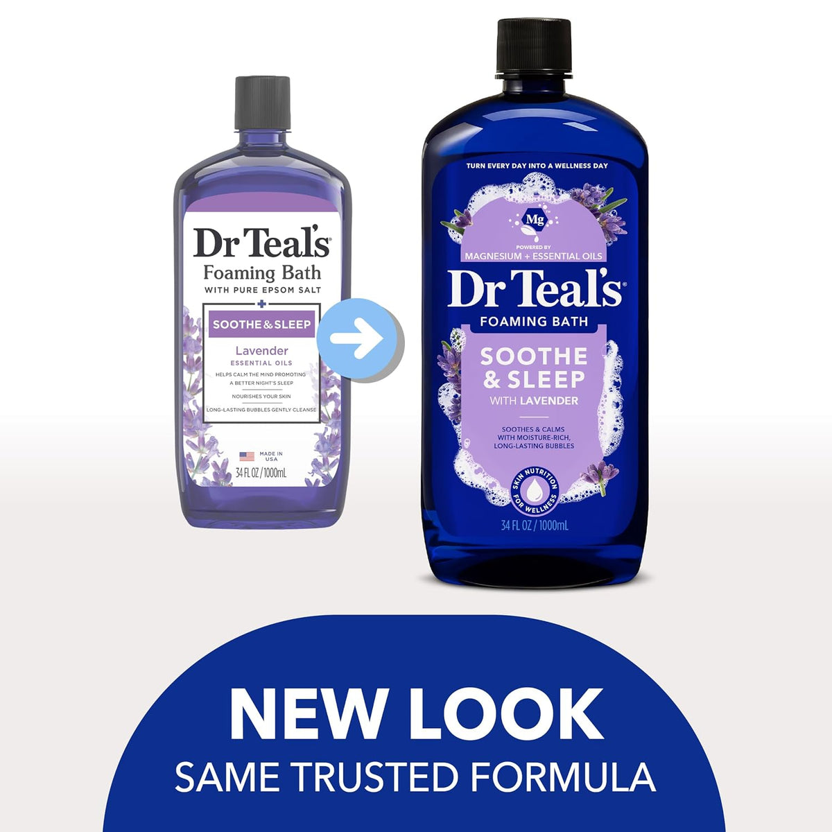 Dr Teal’s Foaming Bath with Pure Epsom Salt, Soothe & Sleep with Lavender, 34 Ounces (Packaging May Vary)