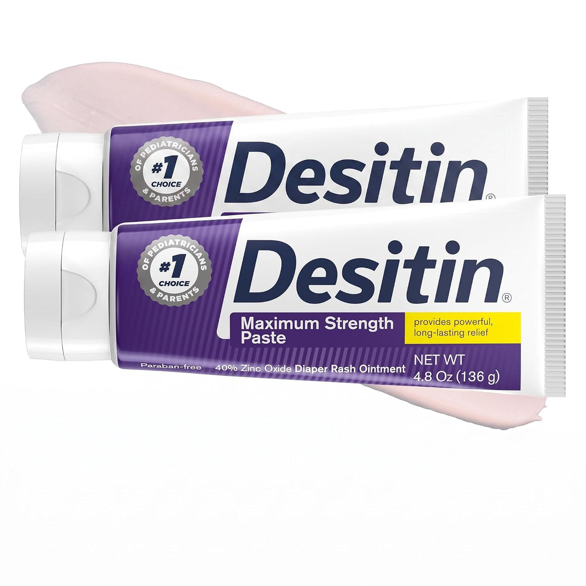 Desitin Maximum Strength Diaper Rash Cream, 40% Zinc Oxide, 2 x 4.8 oz