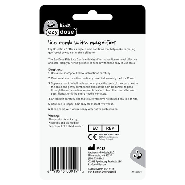 Ezy Dose Kids Lice Comb with Magnifier, Nit & Egg Removal Tool, BPA-Free