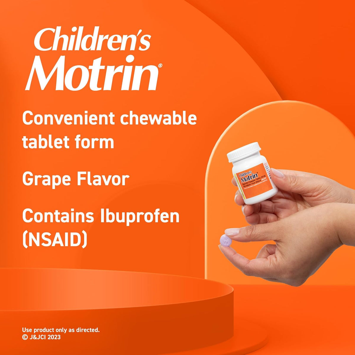 Motrin Children's Chewable Tablets with Ibuprofen, Kids' Fever Reducer & Pain Reliever for Sore Throat, Fever, Toothache & Pain Relief, Grape Flavor