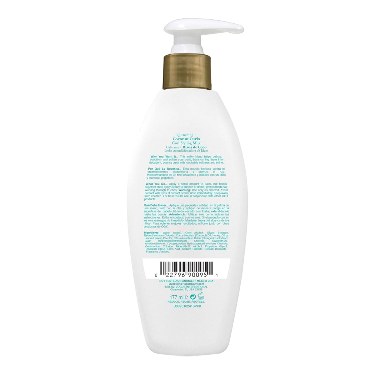 OGX Quenching + Coconut Curls Frizz Defying Curl Styling Milk Stylingmilch für Locken, 6 oz