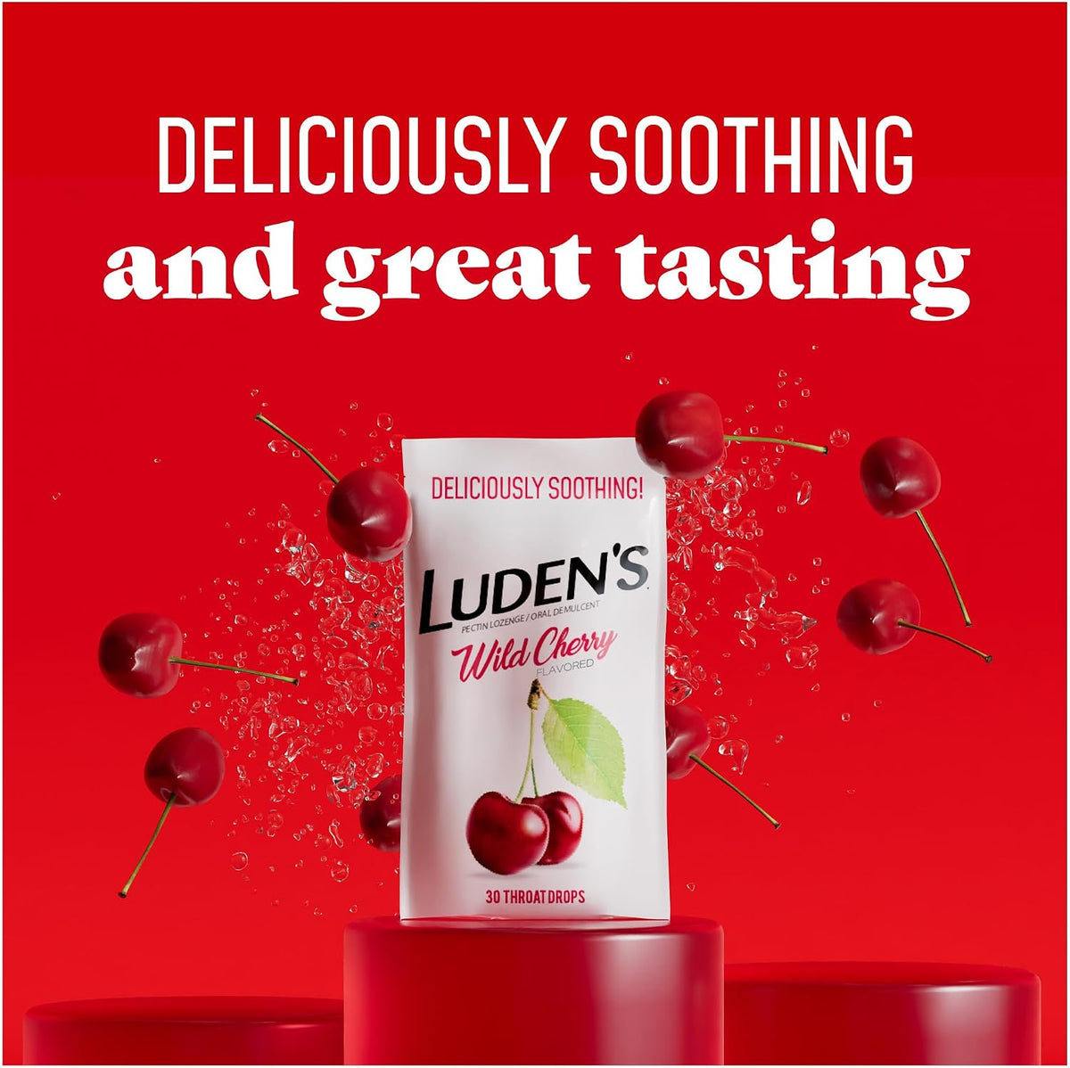 Ludens Sore Throat Drops, for Minor Sore Throat Relief, Wild Cherry, 30 Count