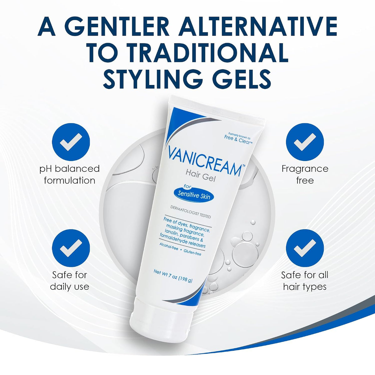 Vanicream Hair Gel, Styling Gel with Firm Hold & Non-Greasy Finish, 7 Oz