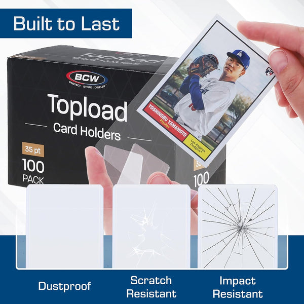 BCW 3x4 Standard Topload Card Holders for 35 Pt Trading Cards 200 ct