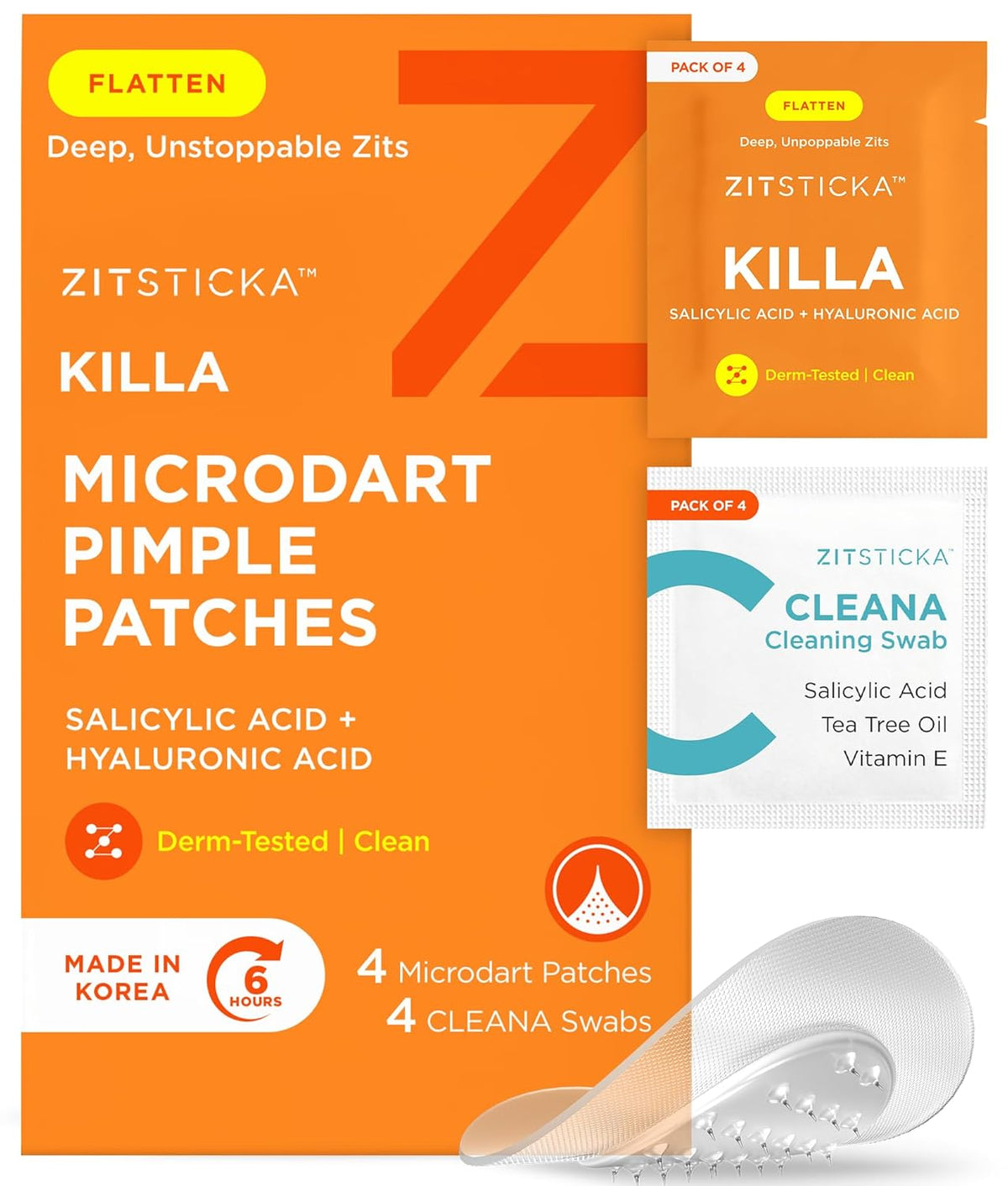 ZitSticka KILLA Kit Deep Zit Microdart Patch, 4 ea, Pimple Patch for Cystic Acne