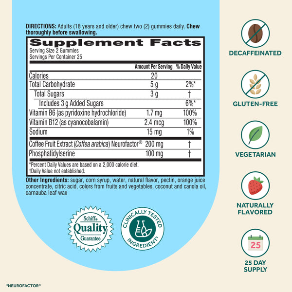 Neuriva Plus Brain Supplements for Memory and Focus Vitamin B12 & B6 Strawberry Gummies 50 Count
