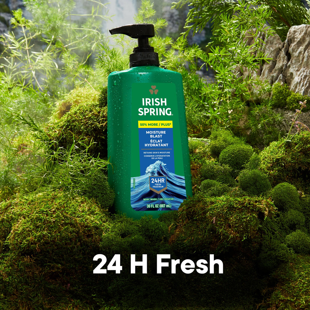 Irish Spring Body Wash for Men, Moisture Blast Body Wash Pump, 30 Oz