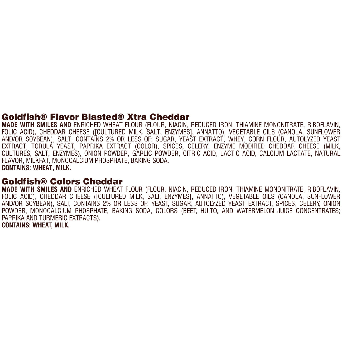 Goldfish Dynamic Duo Colors Crackers, Cheddar & Flavor Blasted Xtra Cheddar Snack Pack, 0.9 oz, 20-Count Variety Pack Box