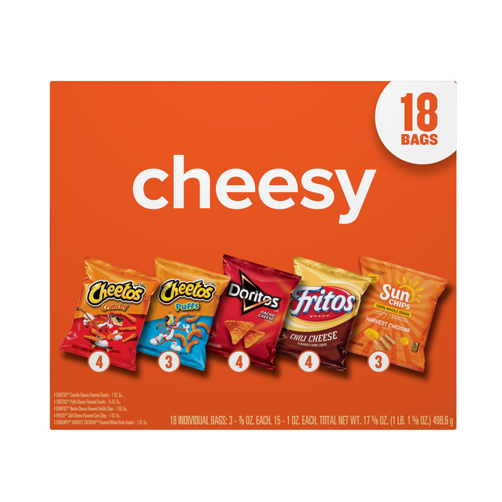 Frito-Lay Cheesy Snack Chips Variety pack, 18 Count Multipack Box