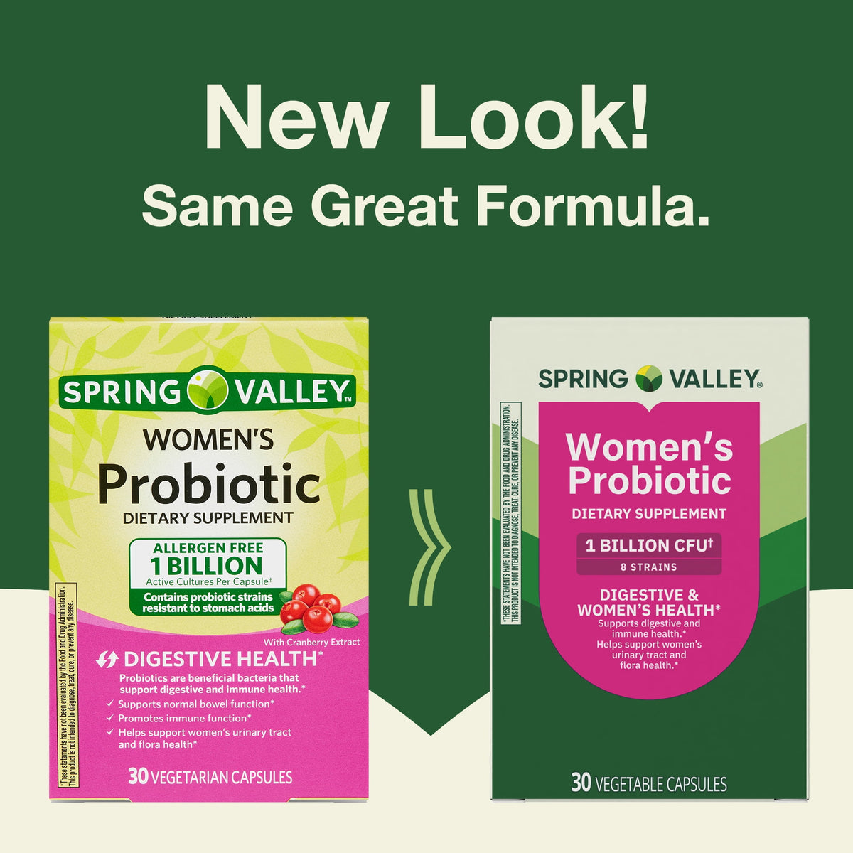 Spring Valley Women's Probiotic Dietary Supplement Vegetarian Capsules for Digestive Health, 30 Count