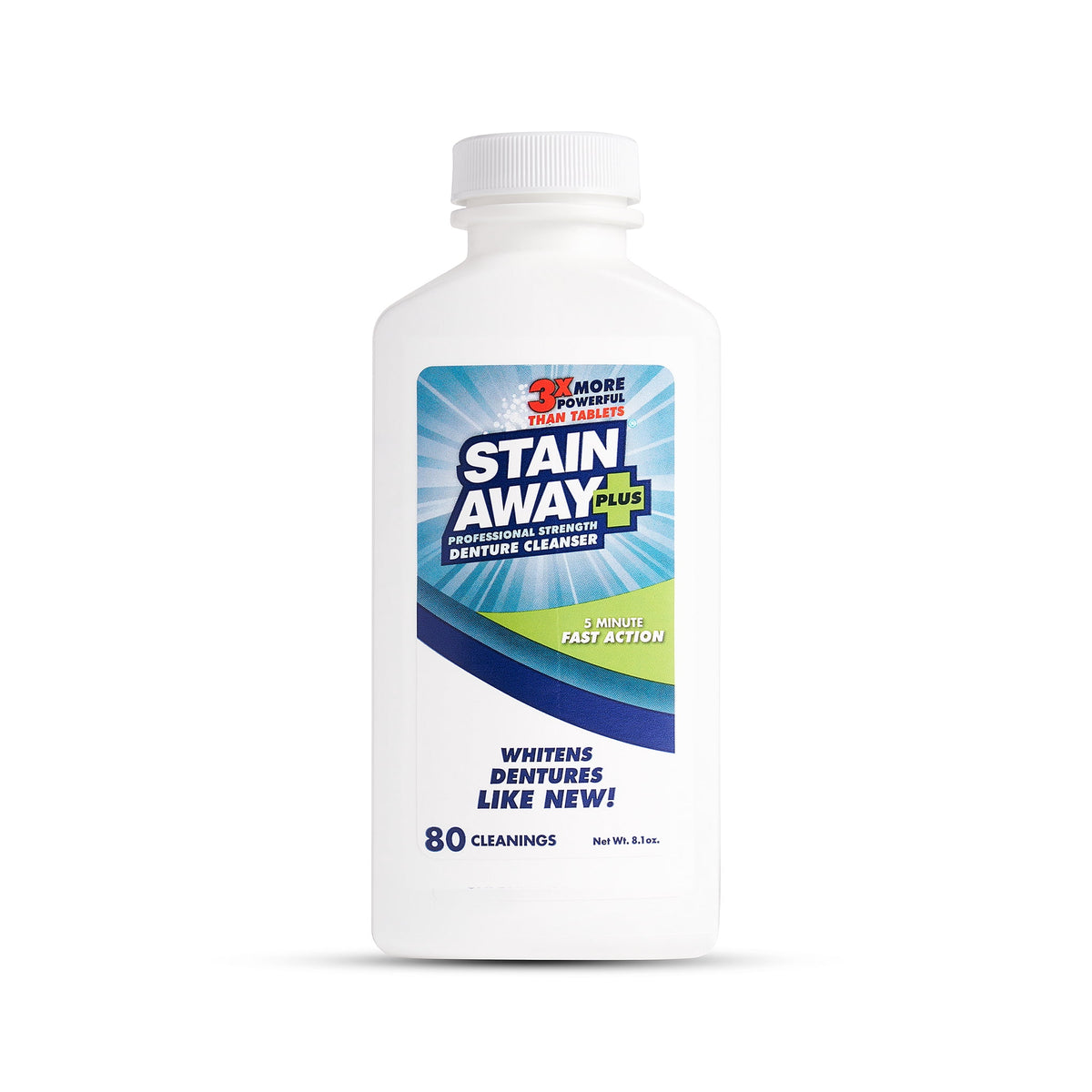 Stain Away Plus Professional Strength Denture Cleanser, 8.10 oz, Enough for 80 Cleanings