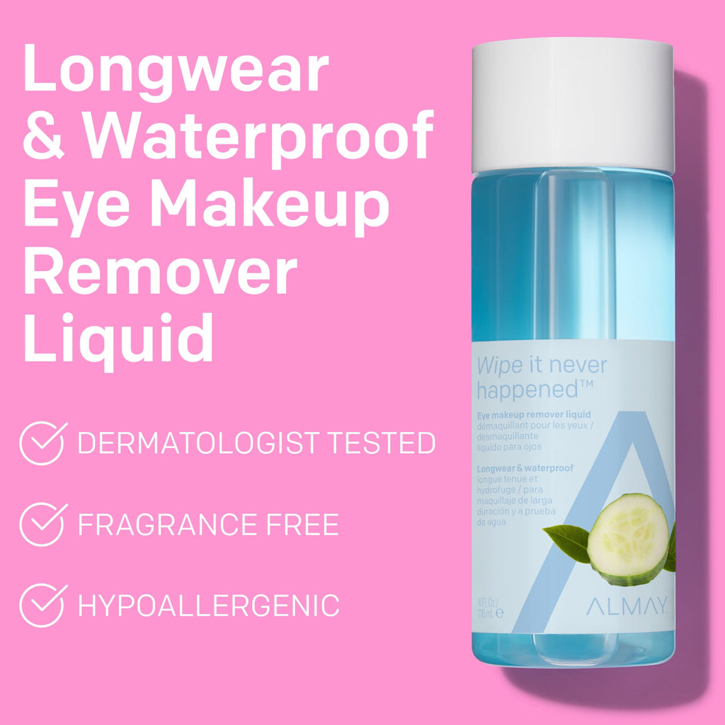 Almay Longwear and Waterproof Eye Makeup Remover Liquid, 4 fl oz
