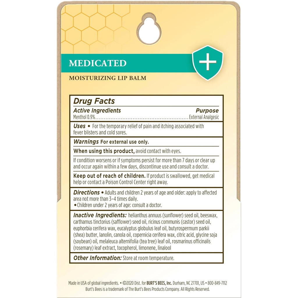 Burt's Bees Medicated Lip Balm, 0.15 oz., 2 Tubes