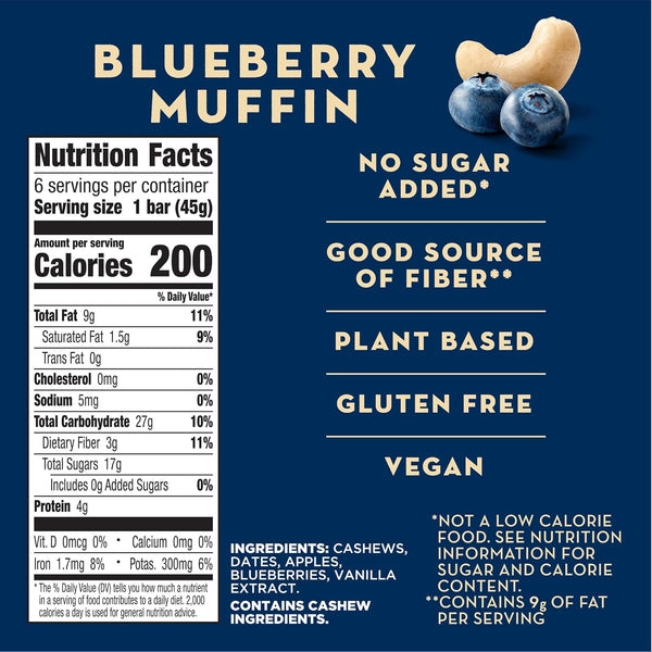 Larabar Blueberry Muffin, Fruit & Nut Bars, 6 ct, 9.6 oz