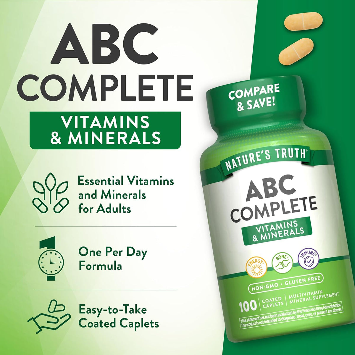 Nature's Truth ABC Complete Multivitamin Supplement for Men and Women