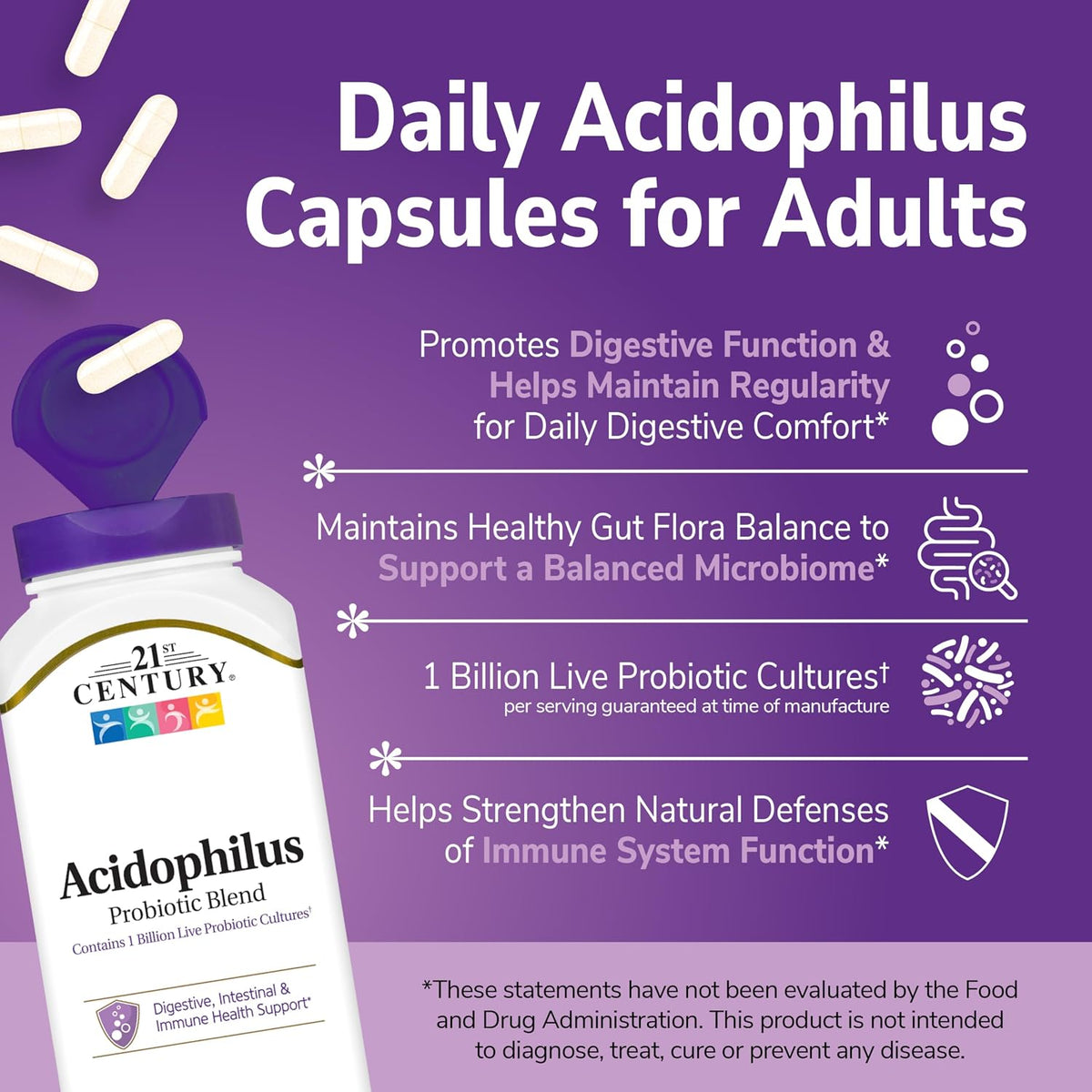 21st Century Acidophilus Probiotic Blend Capsules, 150 Count