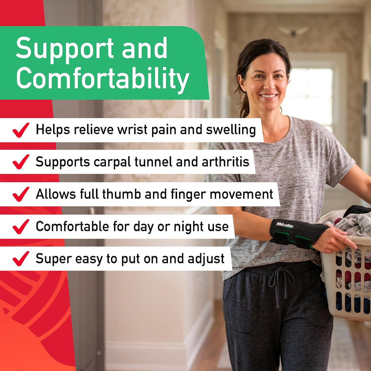MUELLER Sports Medicine Green Fitted Wrist Brace for Men and Women, Wrist Pain Relief Support, Ideal for Carpal Tunnel, Tendonitis, Arthritis, Left