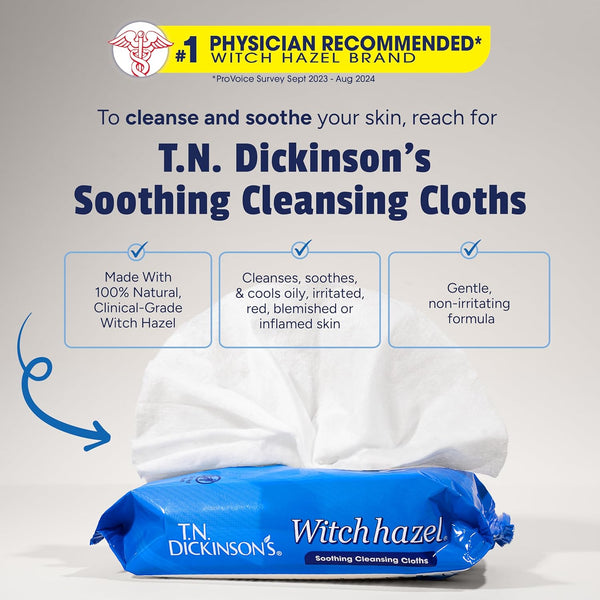 T.N. Dickinson's Witch Hazel Soothing Cleansing Cloths | 25 Wipes