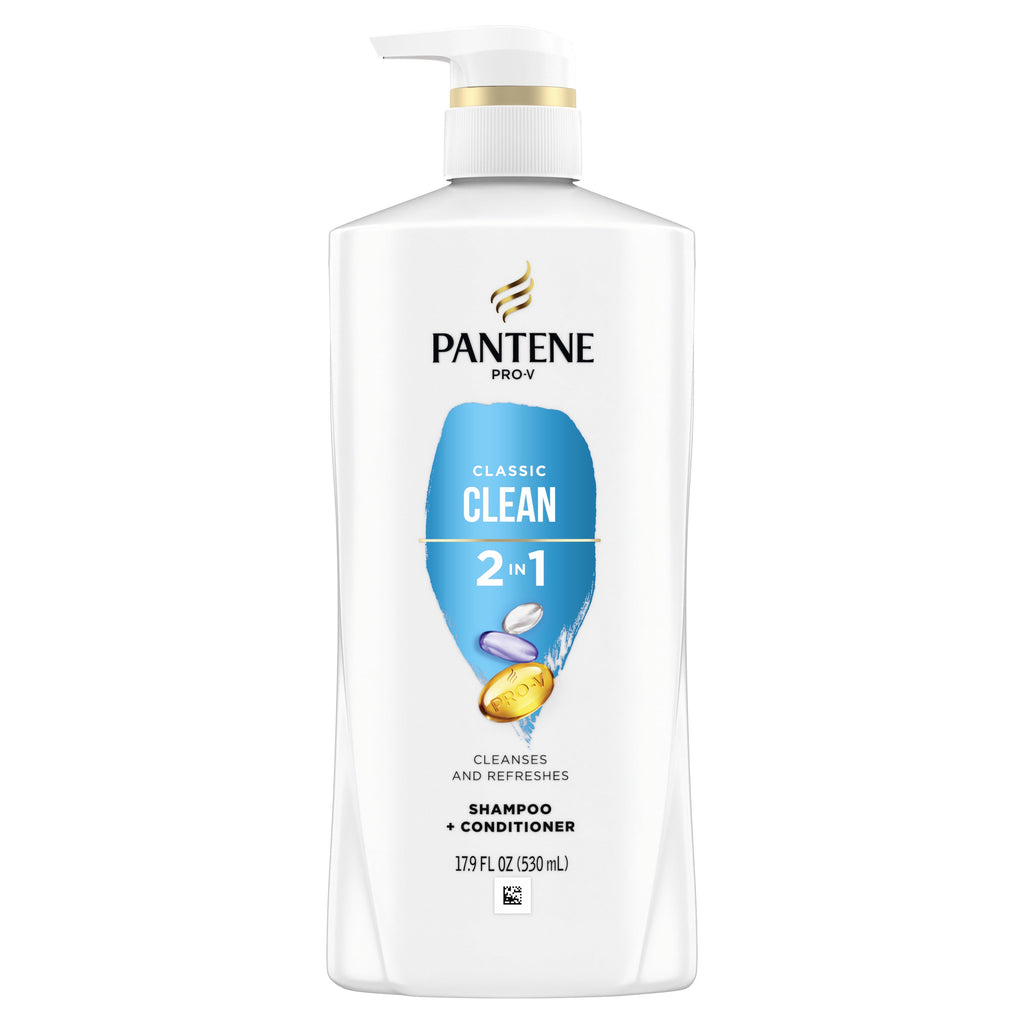 Pantene Pro-V Classic Shampoo and Conditioner, Clean 2in1, All Hair Types, 17.9 fl oz
