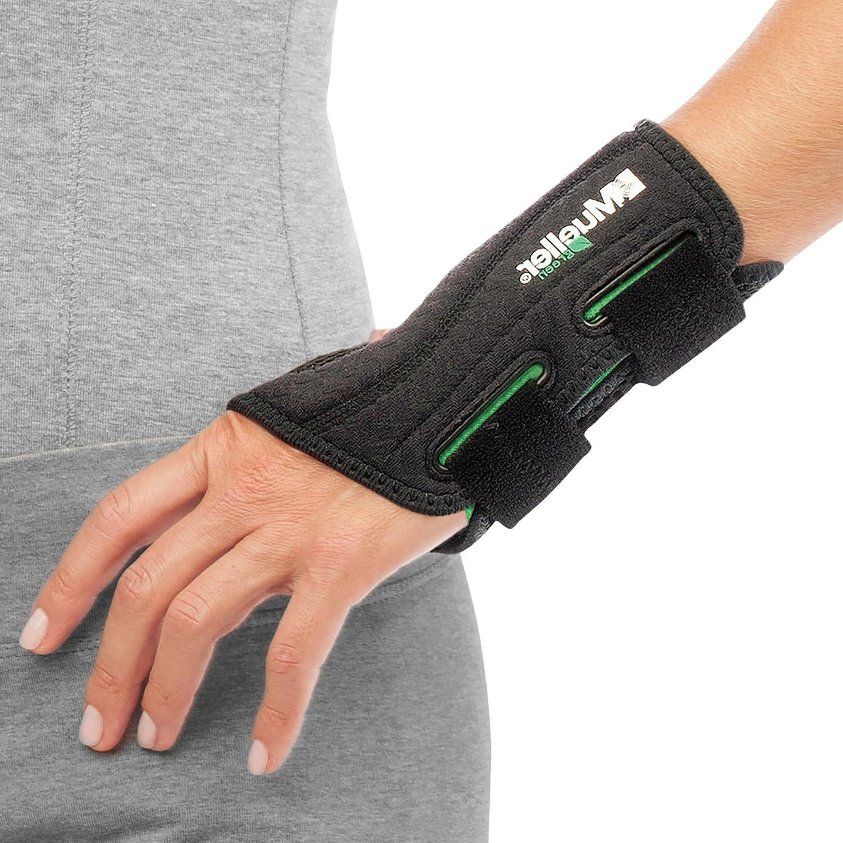 MUELLER Sports Medicine Green Fitted Wrist Brace for Men and Women, Wrist Pain Relief Support, Ideal for Carpal Tunnel, Tendonitis, Arthritis, Left