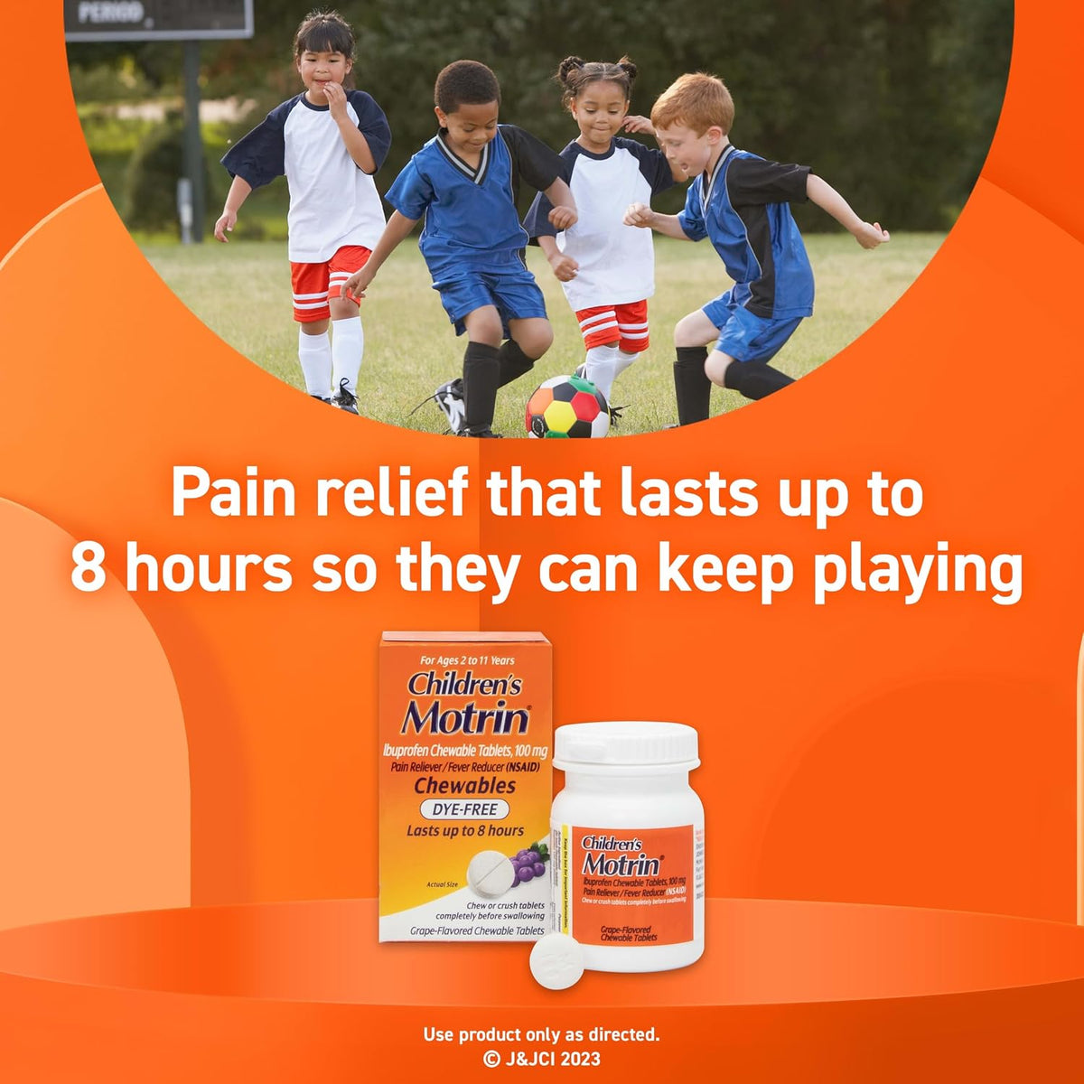 Children's Motrin Dye-Free Chewable Tablets, Ibuprofen, Grape, 24 ct