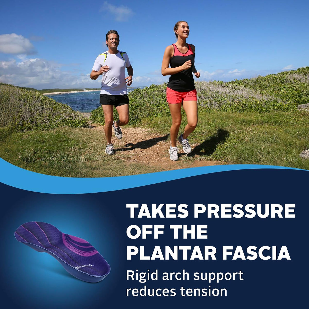 Airplus Plantar Fascia Orthotic 3/4 Length Shoe Insole (FSA&HSA Eligible)-Foam Shell & Gel Heel - Deep Heel Cup, Full-Foot Arch Support-Soft