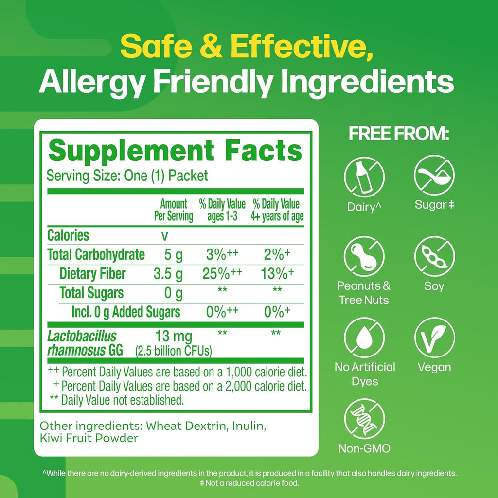 Culturelle Kids Probiotic + Fiber Packets, Ages 1+, Unflavored, 24 Count