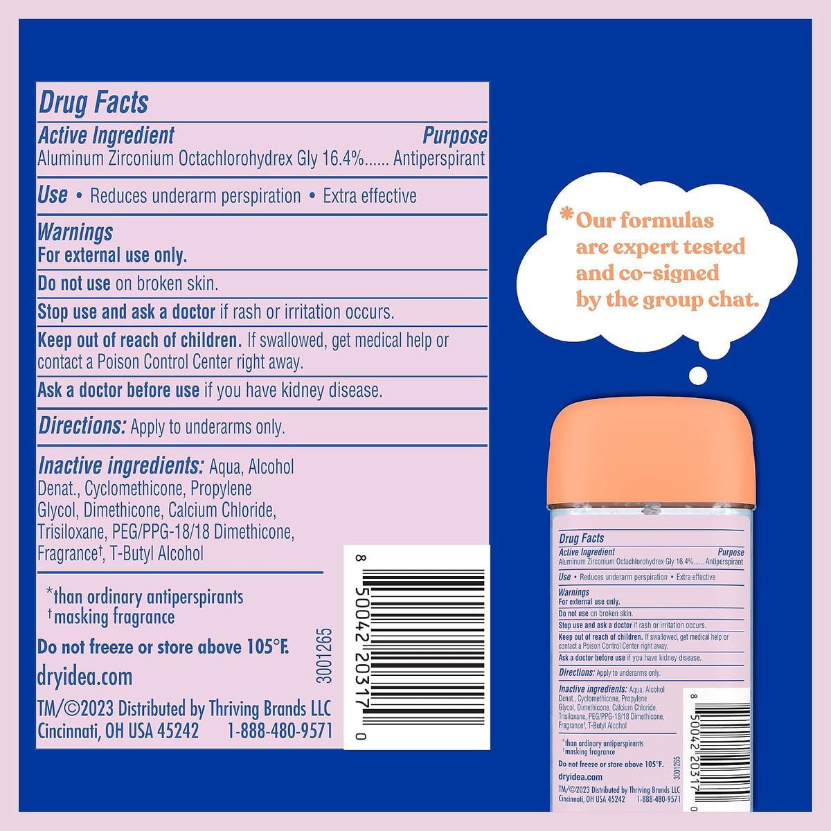 Dry Idea Gel Deodorant & Antiperspirant for Women - Hypoallergenic for Sensitive Skin, 2X Longer Sweat Protection*, 72Hr Odor Control, Unscented