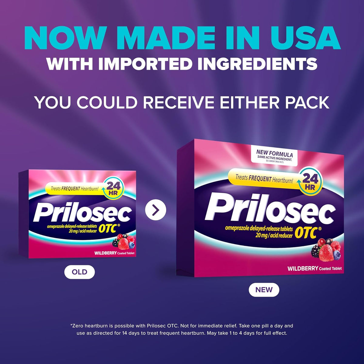 Prilosec OTC, Omeprazole Delayed Release 20mg, Acid Reducer, Treats Frequent Heartburn for 24 Hour Relief, All Day, All Night*, Heartburn Medicine