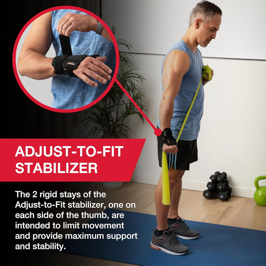 MUELLER Sports Medicine Adjust-to-Fit Thumb Brace, Spica Splint, Thumb Pain Relief Stabilizer for Men and Women, Ideal for De Quervain's