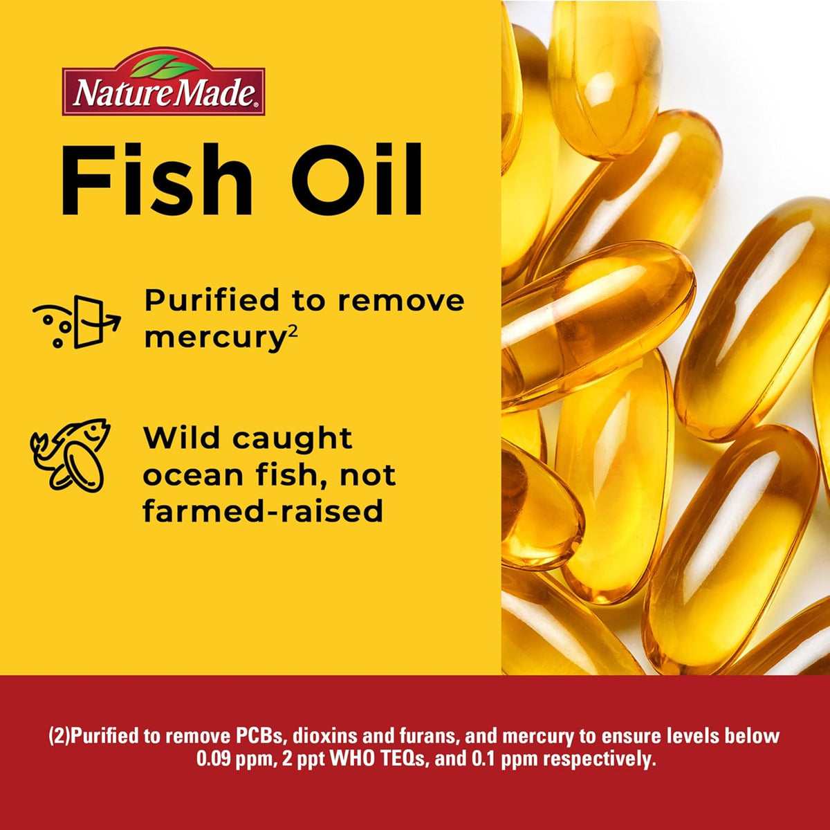 Nature Made Burp Less Fish Oil Omega 3, 1000mg Softgels, 150 Softgels