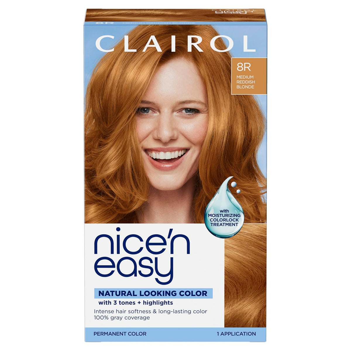 Clairol Nice'n Easy Permanent Hair Dye, 8R Medium Reddish Blonde | 1 Pack