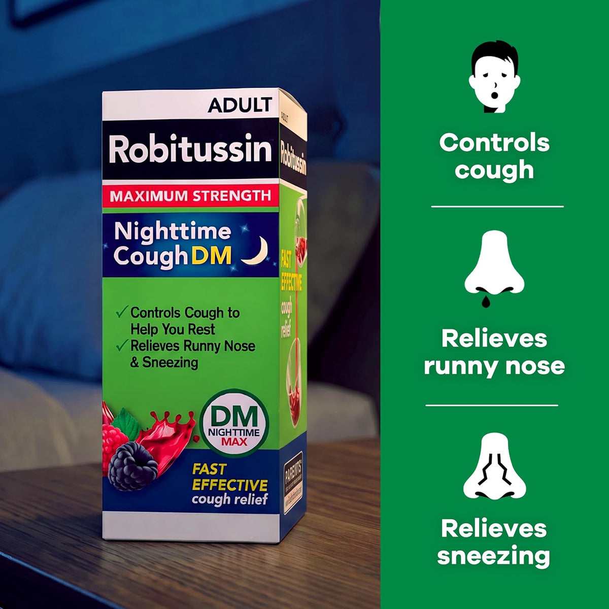 Robitussin DM Maximum Strength Cough Medicine, Berry Flavor, 4 fl oz