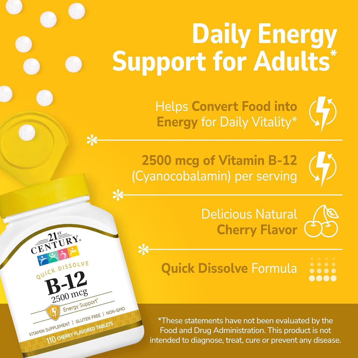 21st Century B-12 2500mcg Sublingual Tablets, High Potency, 110 Count
