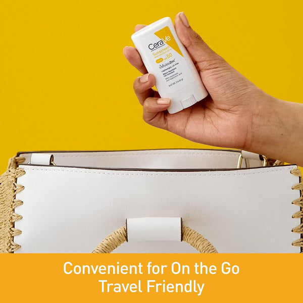 CeraVe Mineral Sunscreen Stick, SPF 50 Face Sunscreen, Travel Size, 0.47oz