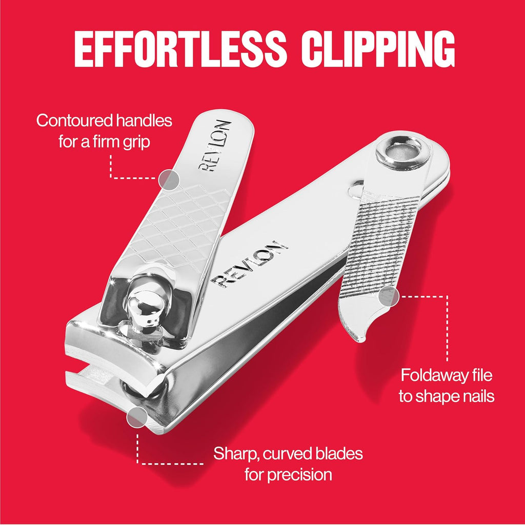Revlon Nail Clipper with File, Silver, 1 Count