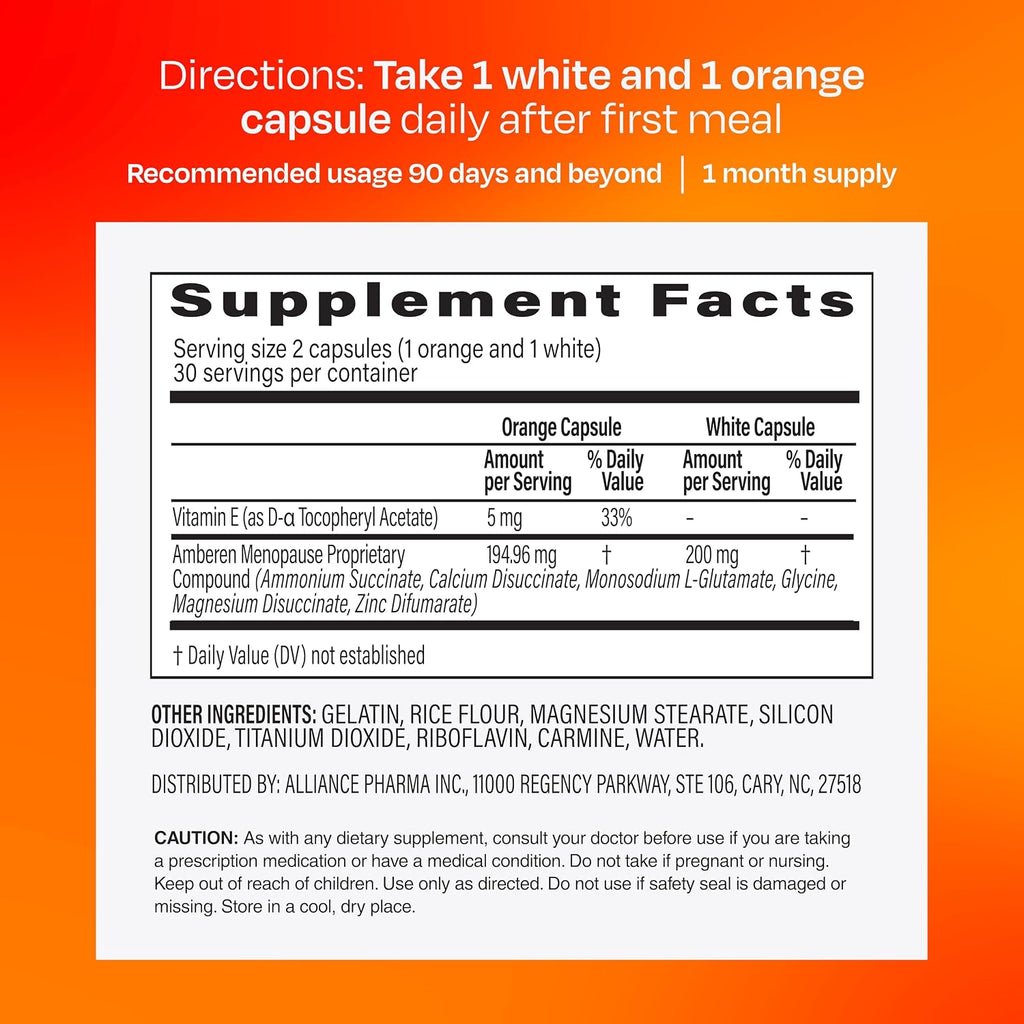 Amberen Menopause Supplement, Multi-Symptom Relief, 30 Day Supply