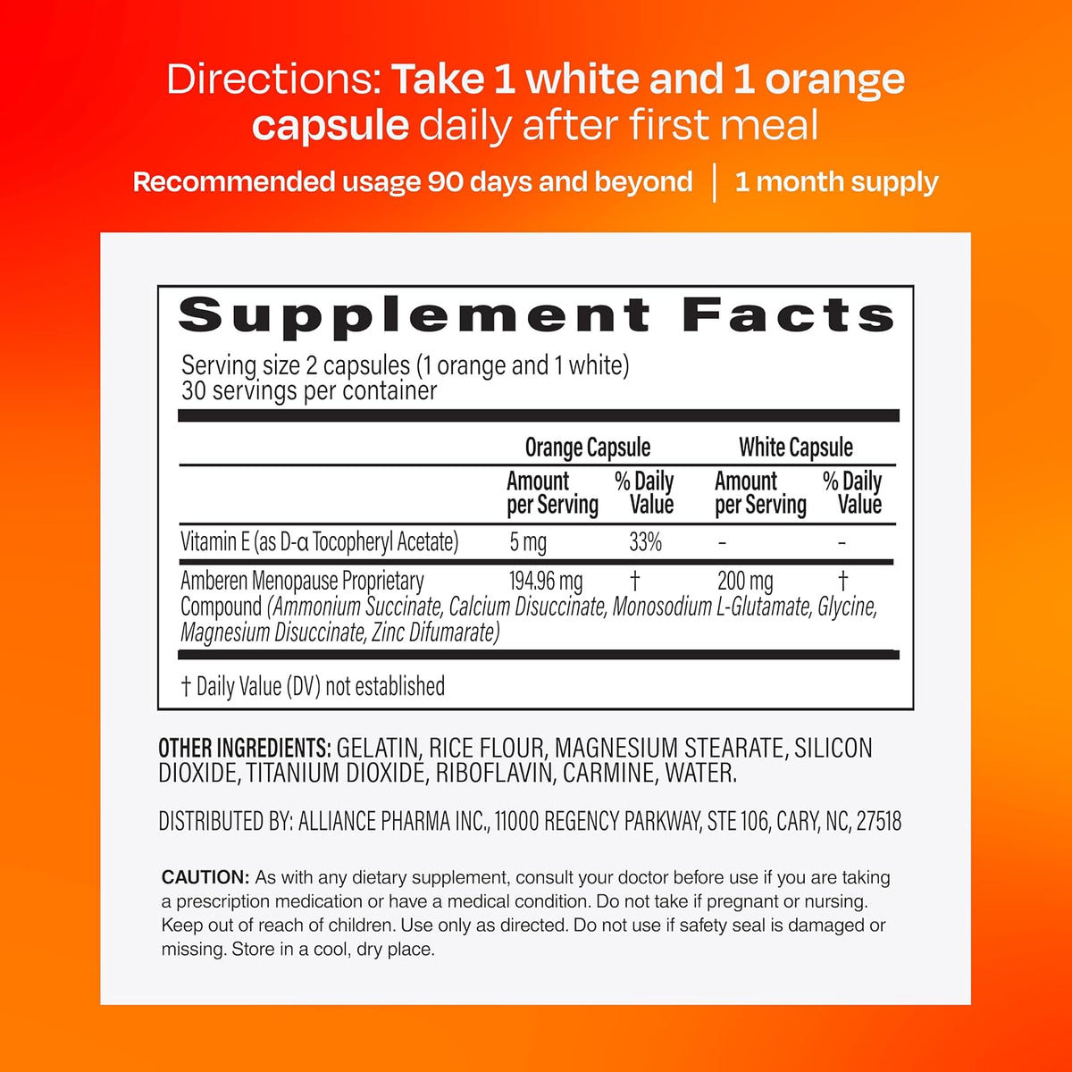 Amberen Menopause Supplement, Multi-Symptom Relief, 30 Day Supply
