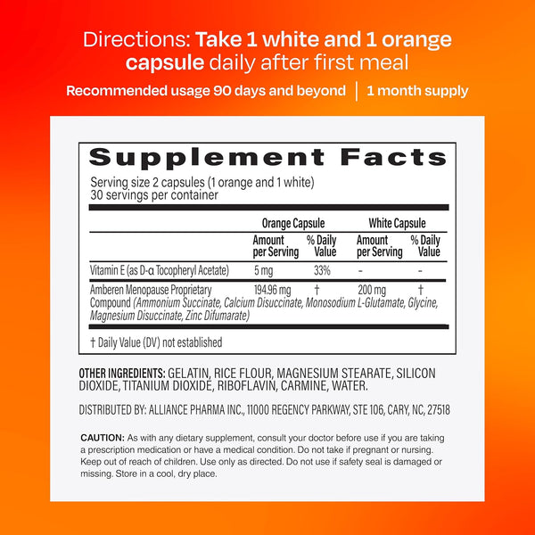 Amberen Menopause Supplement, Multi-Symptom Relief, 30 Day Supply