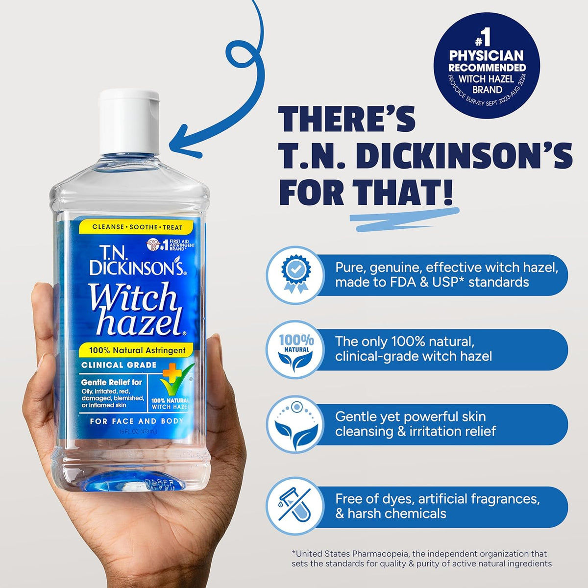 T.N. Dickinson's Witch Hazel 100% Natural Astringent | 8 Fl Oz