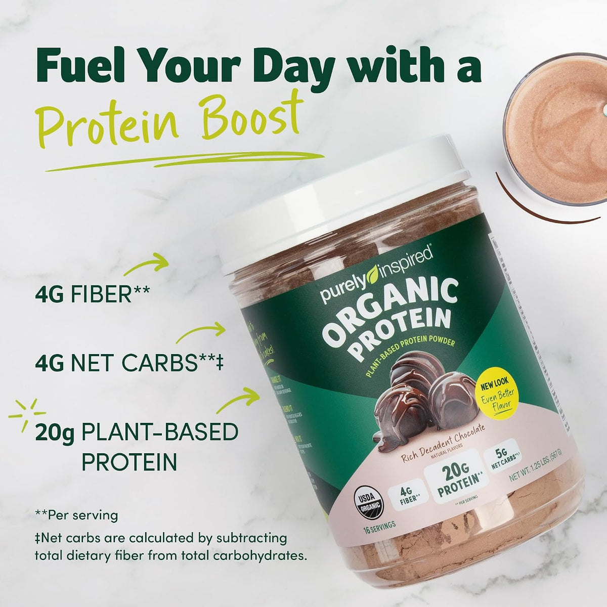 Purely Inspired Plant-Based Protein Powder, Rich Decadent Chocolate