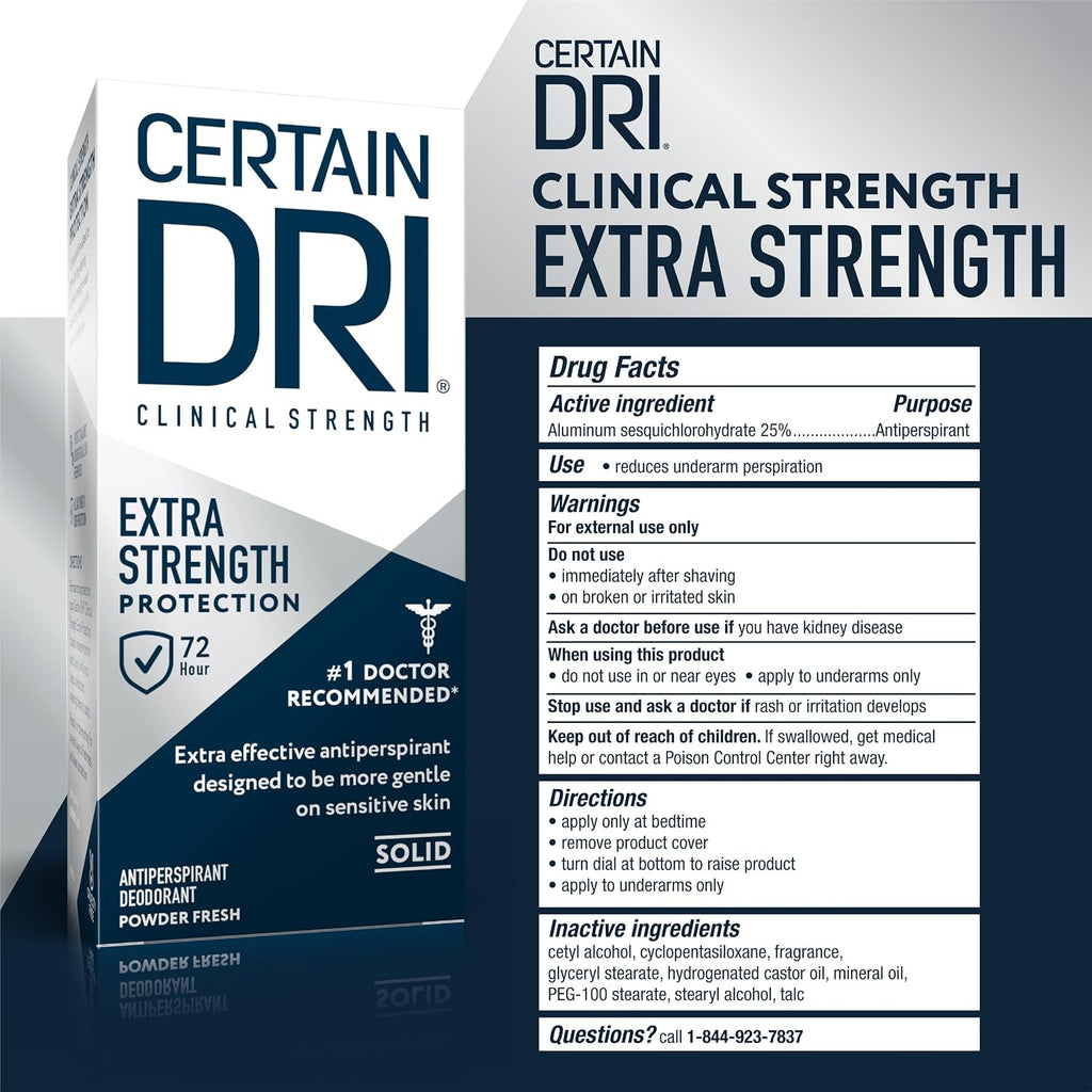 Certain Dri Extra Strength, Powder Fresh Scent, 1.7 oz