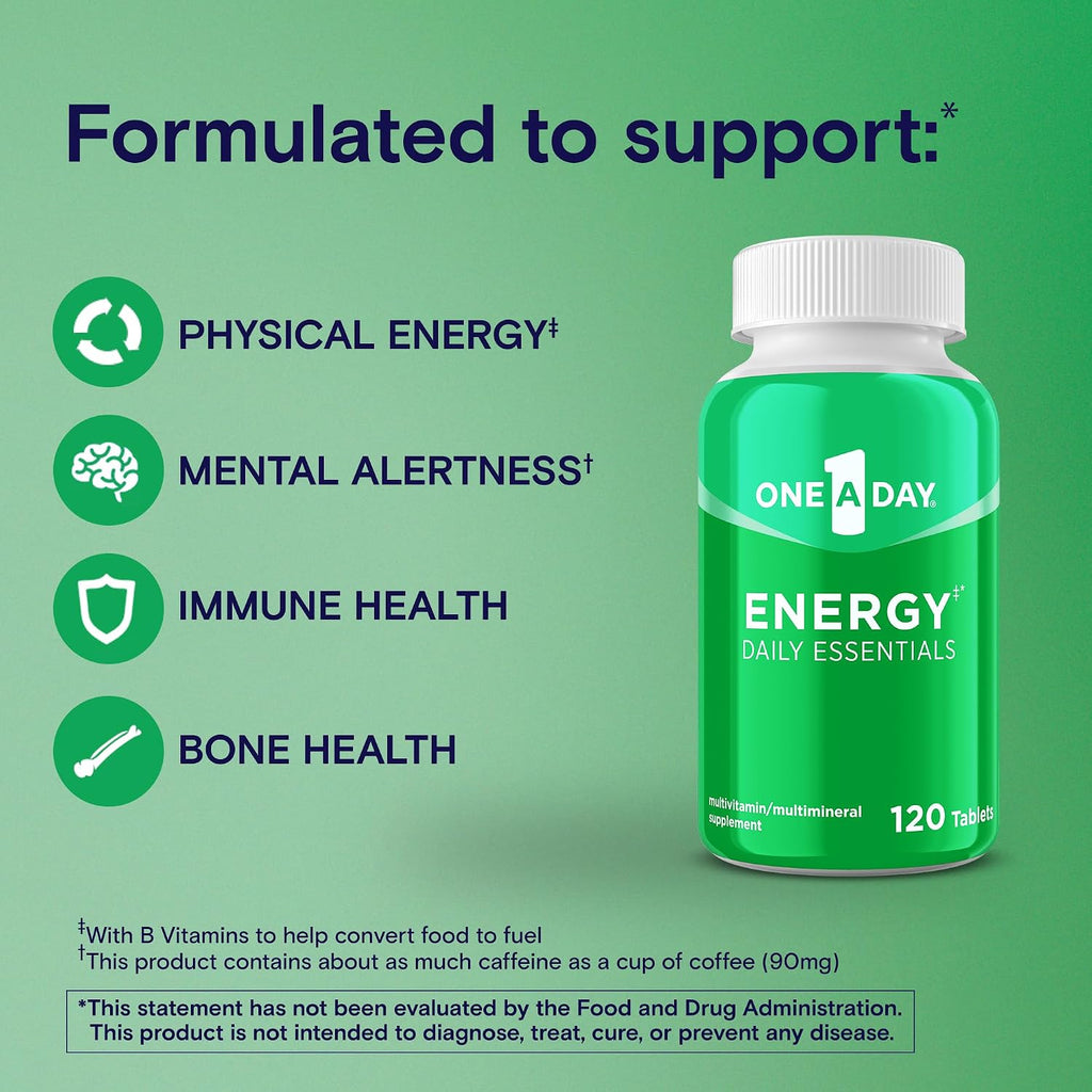 One A Day Energy Daily Essentials Multivitamin, Energy Supplement to Support Mental Alertness and Immune Health with Vitamins A C, D, E, Zinc