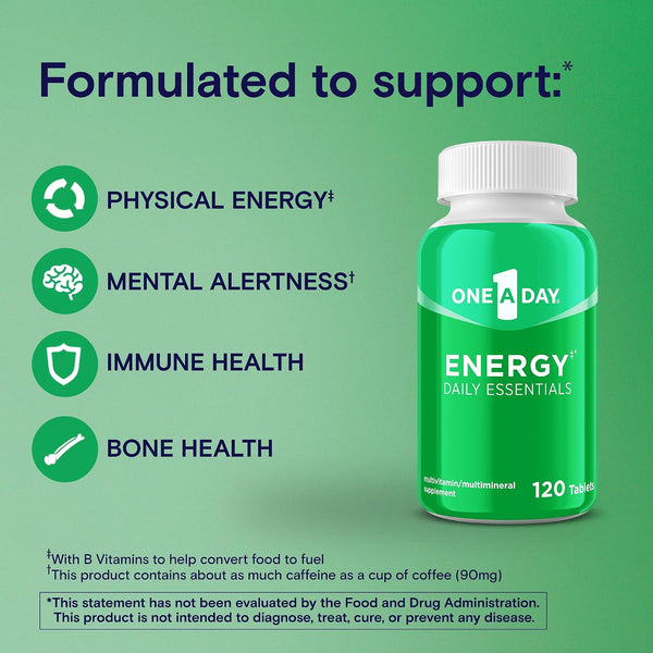 One A Day Energy Daily Essentials Multivitamin, Energy Supplement to Support Mental Alertness and Immune Health with Vitamins A C, D, E, Zinc