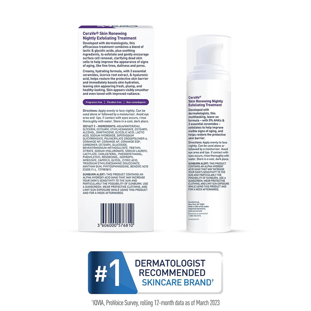 CeraVe Exfoliating Treatment, Anti Aging Serum with Glycolic Acid, 1.7oz