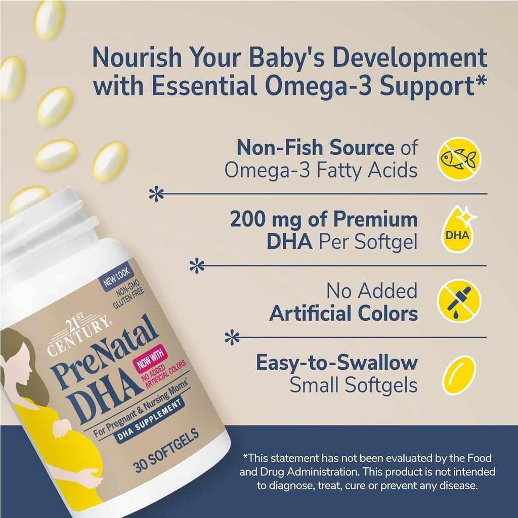21st Century Prenatal DHA Softgels for Pregnancy & Nursing, 30 Count