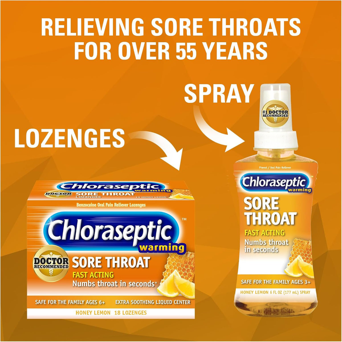 Chloraseptic Total Sore Throat Lozenges, Honey Lemon, 18 Count